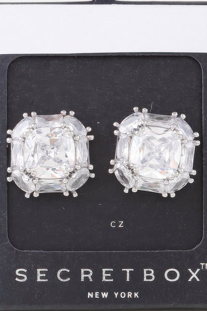 Double Cubic Rhinestone Stud Earrings - Tigbul's Variety Fashion Shop