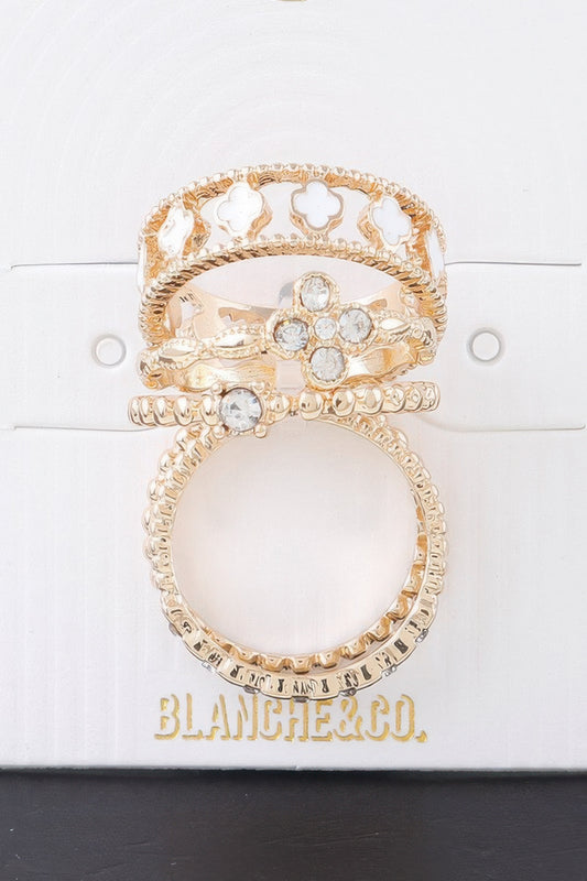 Multi Jewel Clover Ring Set - Tigbul's Variety Fashion Shop