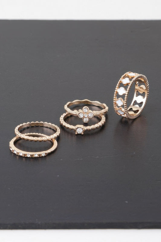 Multi Jewel Clover Ring Set - Tigbul's Variety Fashion Shop