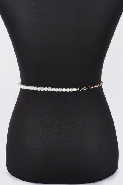 Flower Ribbon Faux Pearl Belt - Tigbul's Variety Fashion Shop