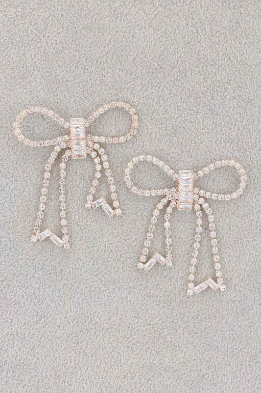 Rhinestone Ribbon Earring - Tigbul's Variety Fashion Shop