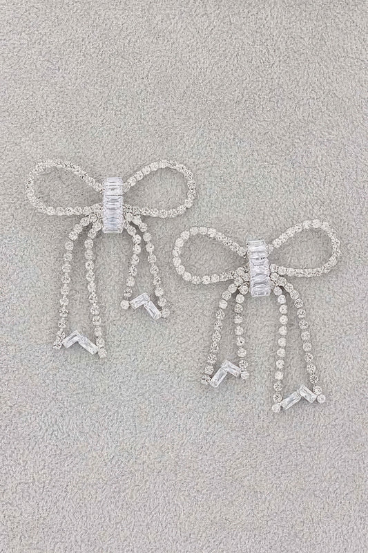 Rhinestone Ribbon Earring - Tigbul's Variety Fashion Shop