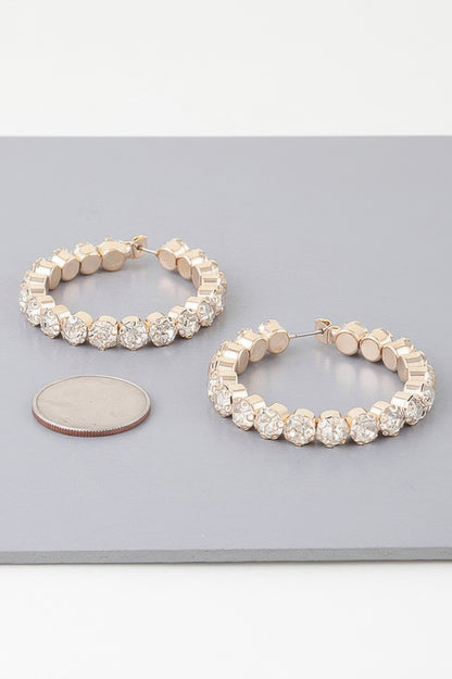 Geometric Rhinestone Cut Hoop Earrings - Tigbul's Variety Fashion Shop