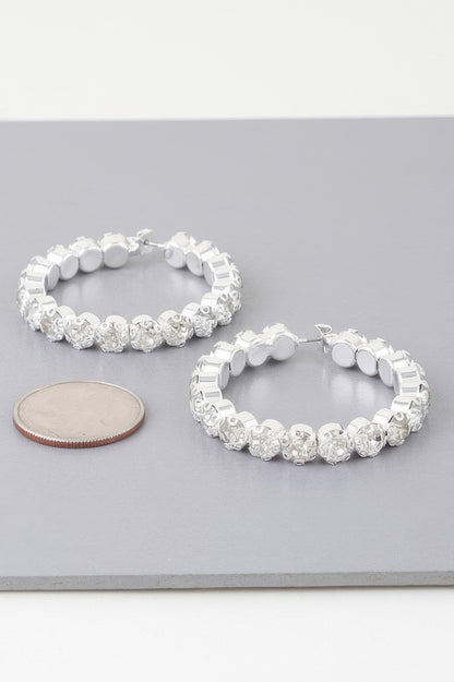Geometric Rhinestone Cut Hoop Earrings - Tigbul's Variety Fashion Shop