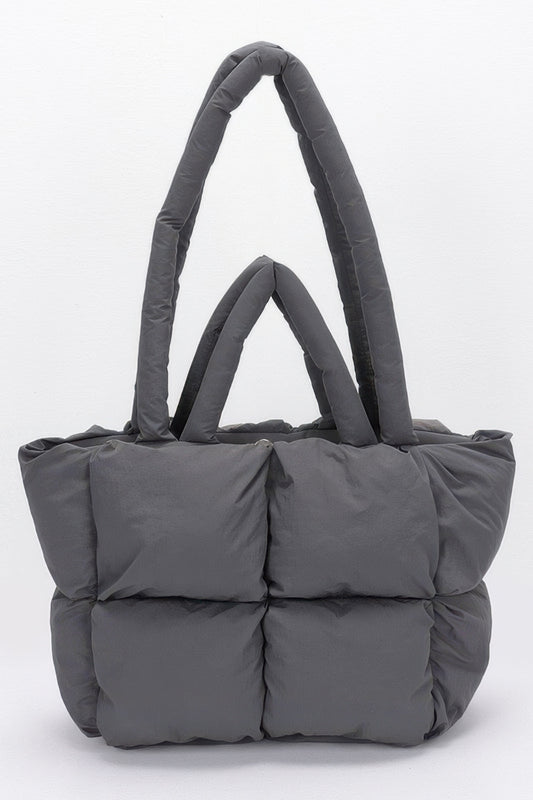 Nylon Quilted Padded Tote Bag - Tigbul's Variety Fashion Shop