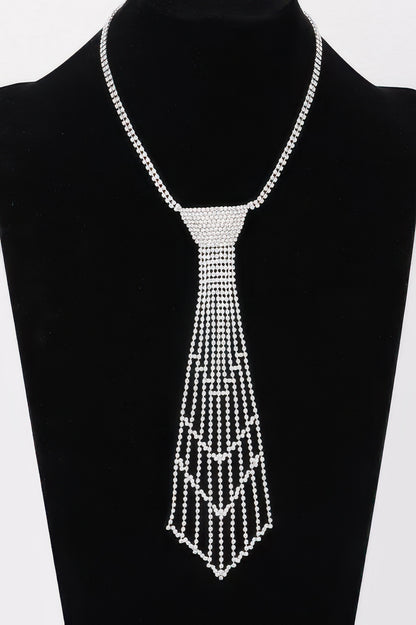 Rhinestone Necktie Necklace - Tigbul's Variety Fashion Shop