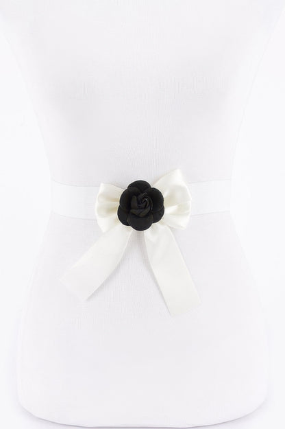 Flower Satin Ribbon Elastic Belt - Tigbul's Variety Fashion Shop