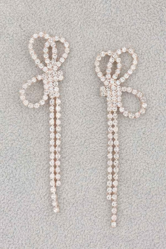 Rhinestone Ribbon Earrings - Tigbul's Variety Fashion Shop
