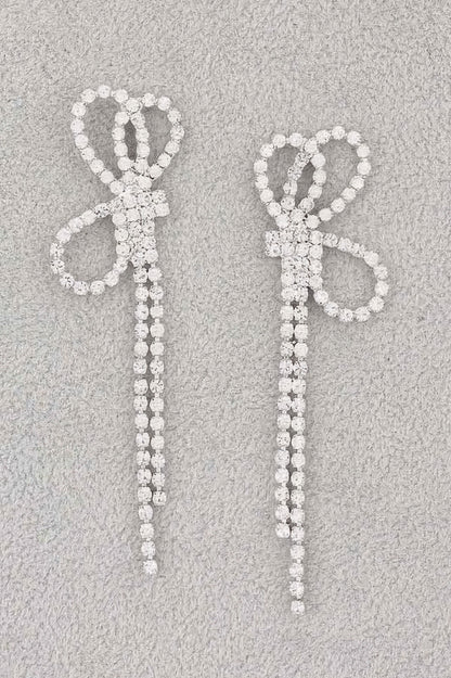 Rhinestone Ribbon Earrings - Tigbul's Variety Fashion Shop