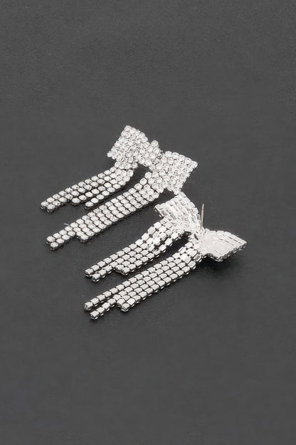 Rhinestone Ribbon Earrings - Tigbul's Variety Fashion Shop