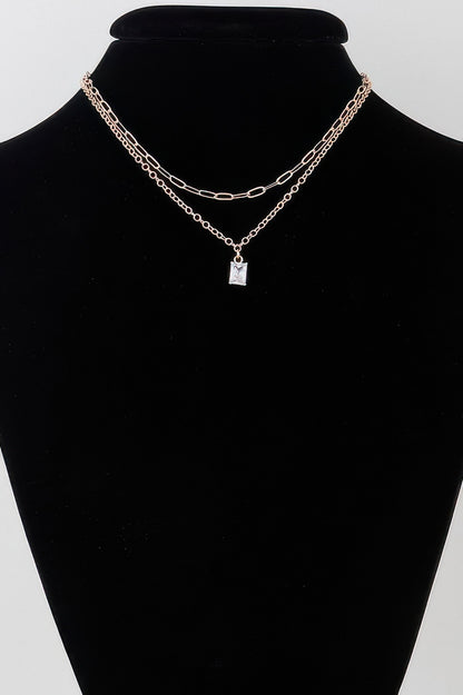 Double Cubic Crystal Chain Necklace - Tigbul's Variety Fashion Shop