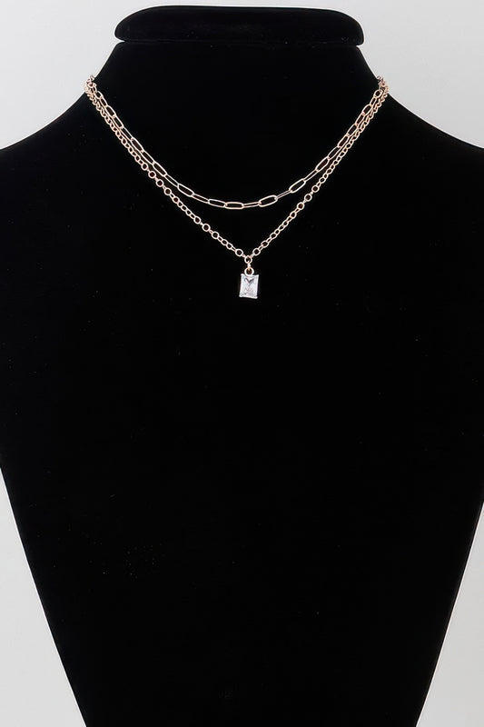 Double Cubic Crystal Chain Necklace - Tigbul's Variety Fashion Shop
