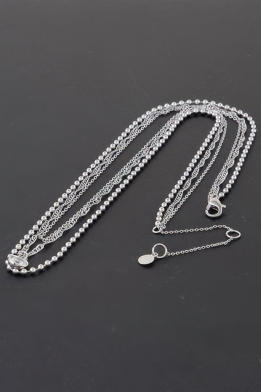 Triple Crystal Chain N Bead Necklace - Tigbul's Variety Fashion Shop