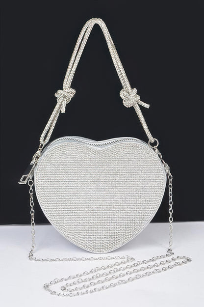 Rhinestone Heart Shape Clutch - Tigbul's Variety Fashion Shop