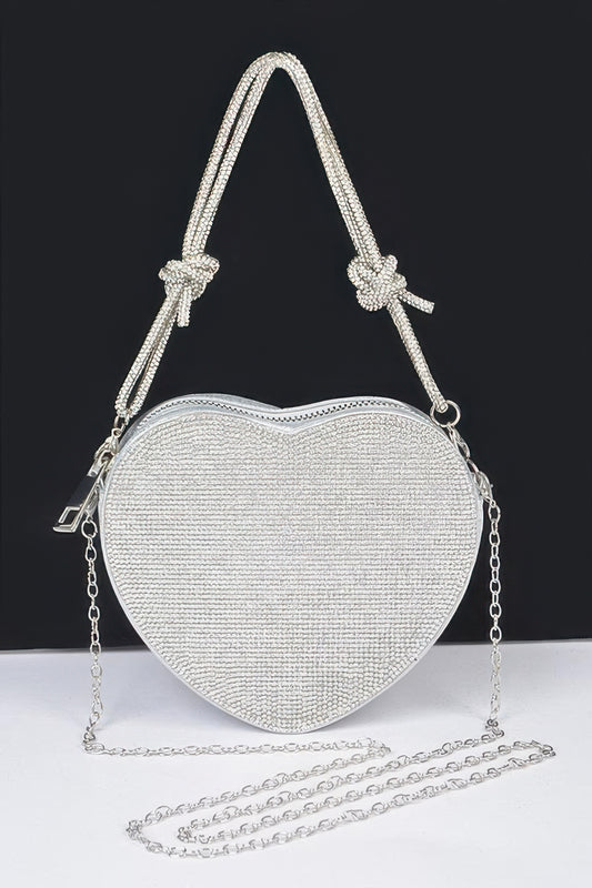 Rhinestone Heart Shape Clutch - Tigbul's Variety Fashion Shop