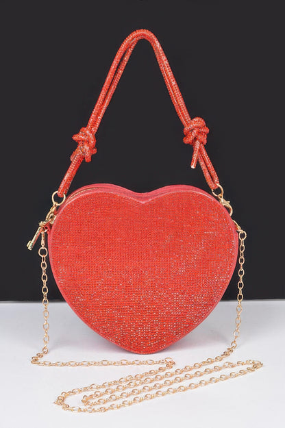 Rhinestone Heart Shape Clutch - Tigbul's Variety Fashion Shop
