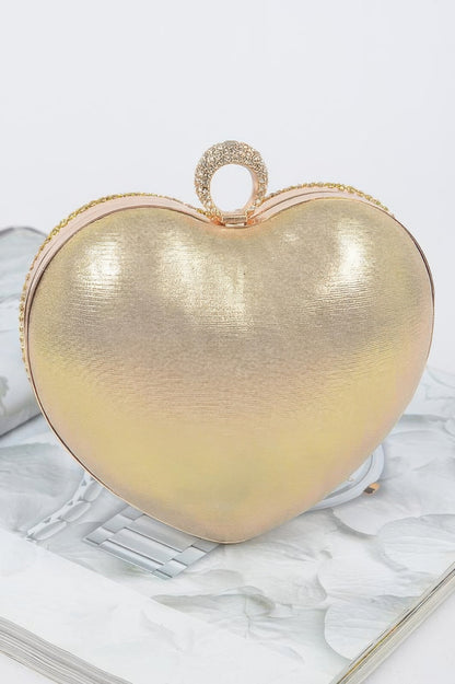 Rhinestone Heart Shape Party Clutch - Tigbul's Variety Fashion Shop