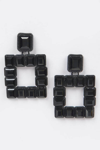 Rhinestone Square Earring - Tigbul's Variety Fashion Shop