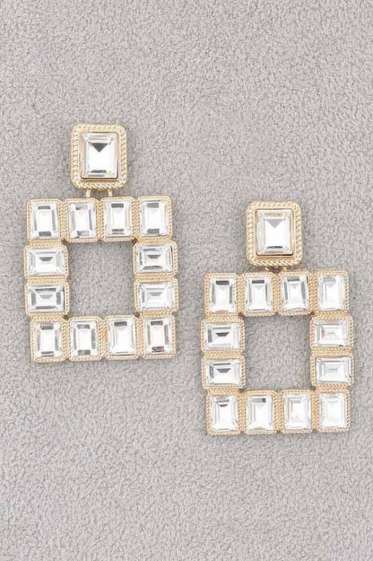 Rhinestone Square Earring - Tigbul's Variety Fashion Shop