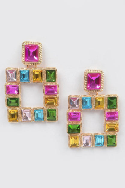 Rhinestone Square Earring - Tigbul's Variety Fashion Shop