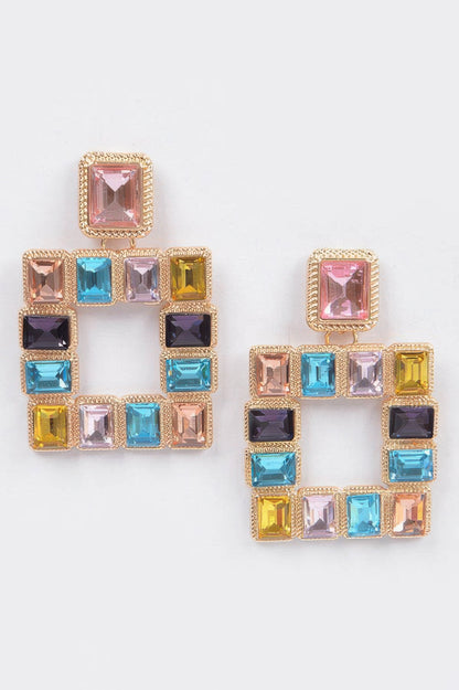 Rhinestone Square Earring - Tigbul's Variety Fashion Shop