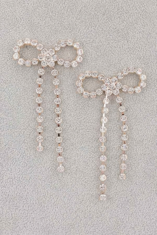 Rhinestone Ribbon Earring - Tigbul's Variety Fashion Shop
