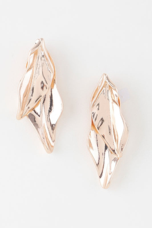 Shiny Double Leaf Drop Earrings - Tigbul's Variety Fashion Shop
