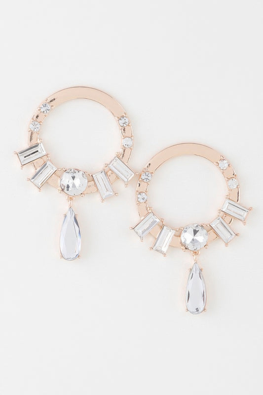 Crystal Jewel Rim Drop Earrings - Tigbul's Variety Fashion Shop