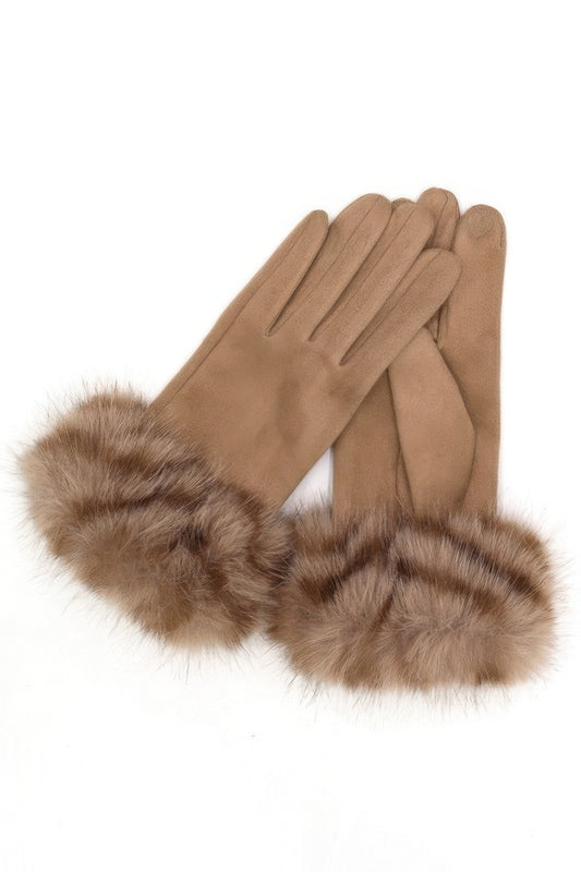 Mixed Color Faux Fur Smart Touch Gloves - Tigbul's Variety Fashion Shop