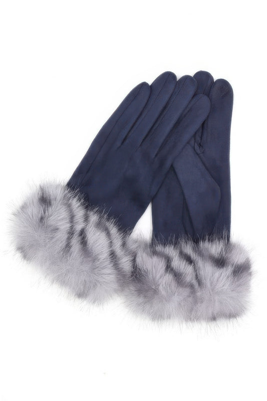 Mixed Color Faux Fur Smart Touch Gloves - Tigbul's Variety Fashion Shop