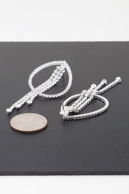 Rhinestone Teardrop Curtain Earrings - Tigbul's Variety Fashion Shop
