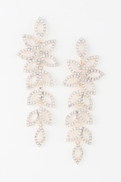 Bejeweled Flower Petal Drop Earrings - Tigbul's Variety Fashion Shop