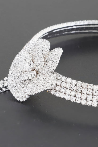 Rhinestone Flower Choker Necklace - Tigbul's Variety Fashion Shop