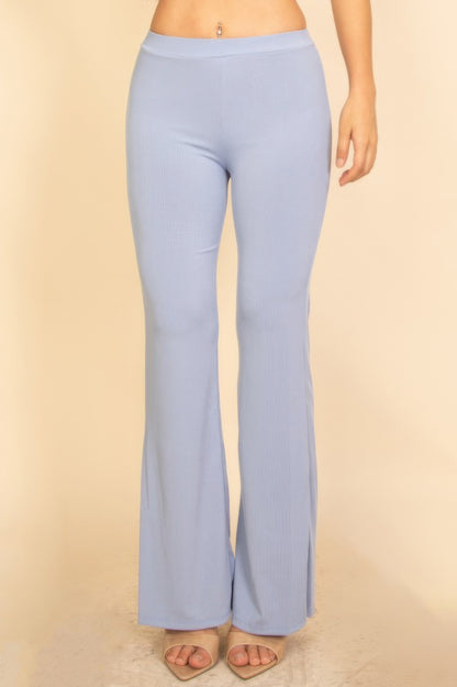 Ribbed Sleeveless Crop Top & Flared Pants Set - Tigbul's Variety Fashion Shop