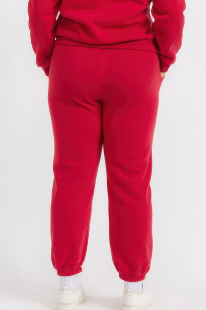 Plus Size Poly Fleece Elastic Waist Joggers - Tigbul's Variety Fashion Shop