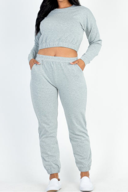 Plus Size French Terry Pullover & Joggers Set - Tigbul's Variety Fashion Shop