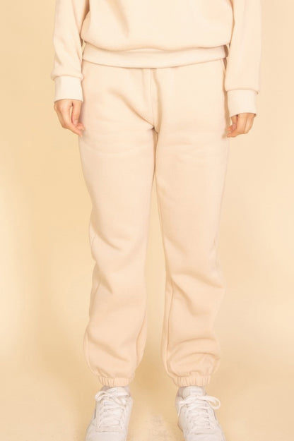 Poly Fleece Elastic Waist Joggers - Tigbul's Variety Fashion Shop