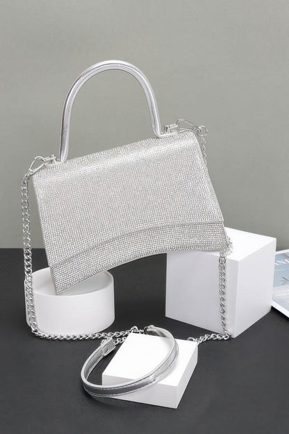 Rhinestone Top Handle Flap Bag - Tigbul's Variety Fashion Shop