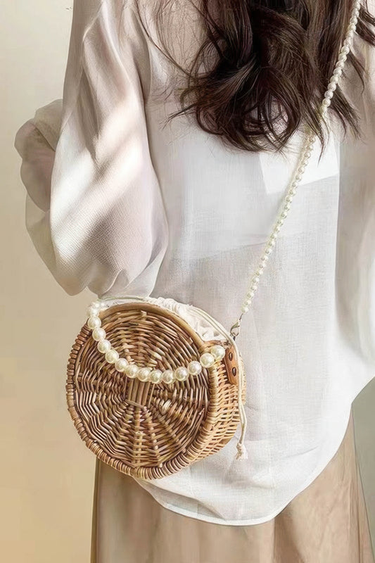 Handmade Bamboo Clutch W/pearl Handle - Tigbul's Variety Fashion Shop