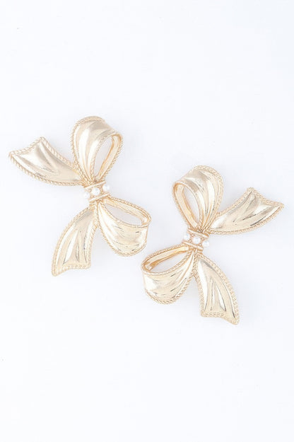 Luxury Pearl Ribbon Earrings - Tigbul's Variety Fashion Shop