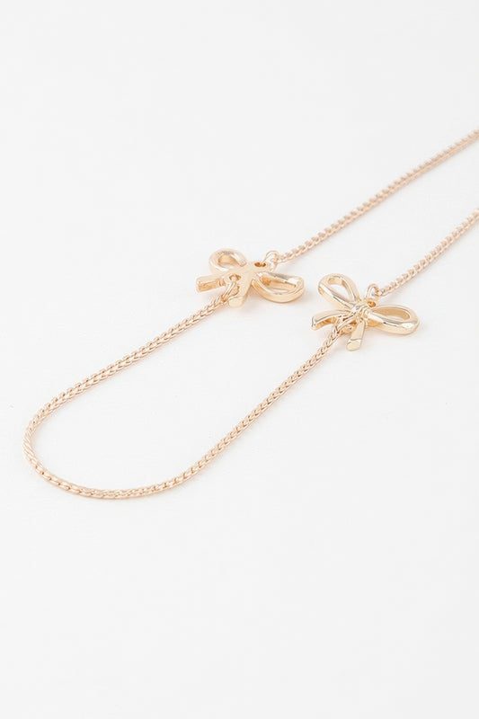 Double Ribbon Chain Necklace - Tigbul's Variety Fashion Shop