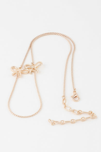 Double Ribbon Chain Necklace - Tigbul's Variety Fashion Shop