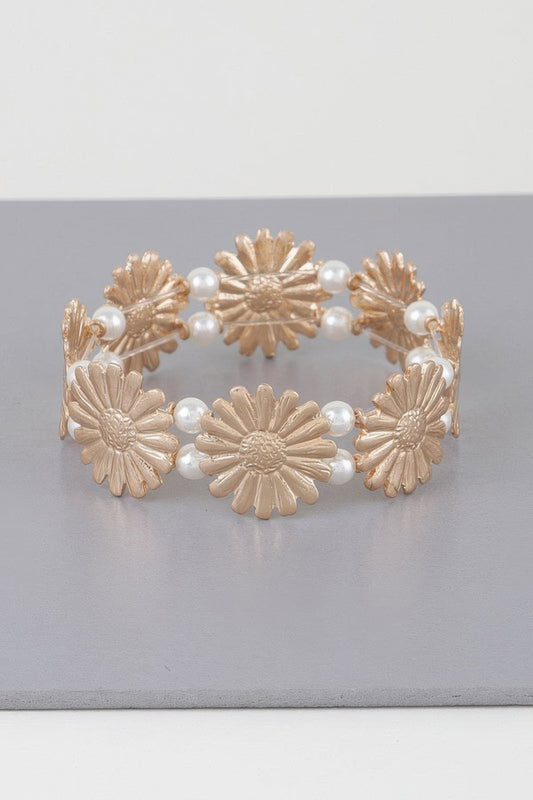 Pearled Sunflower Bracelet - Tigbul's Variety Fashion Shop