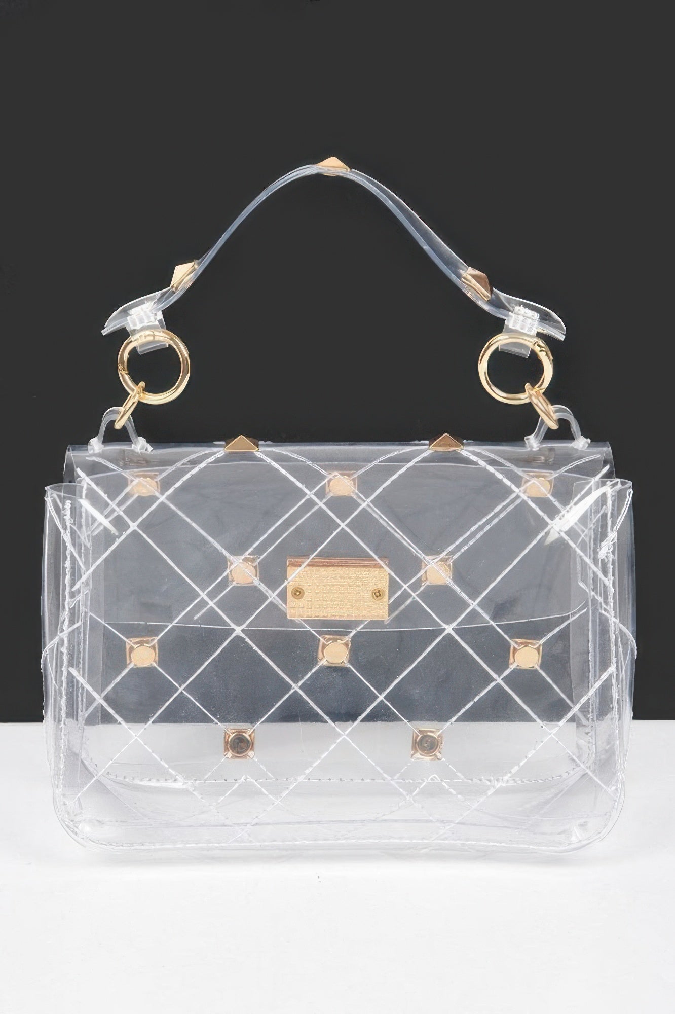 Studded Clear Handle Bag - Tigbul's Variety Fashion Shop