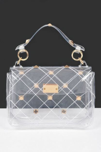 Studded Clear Handle Bag - Tigbul's Variety Fashion Shop