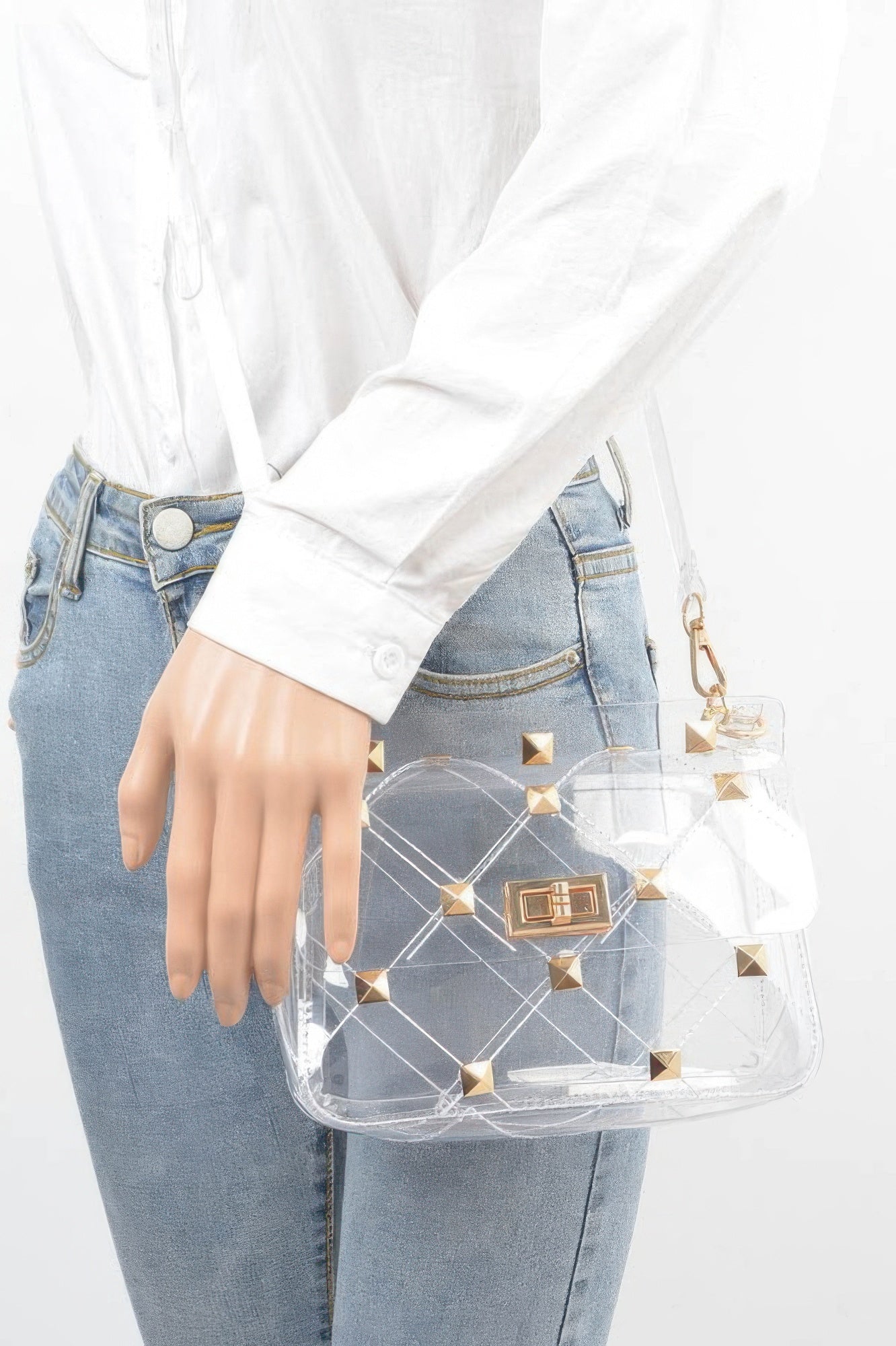 Studded Clear Handle Bag - Tigbul's Variety Fashion Shop