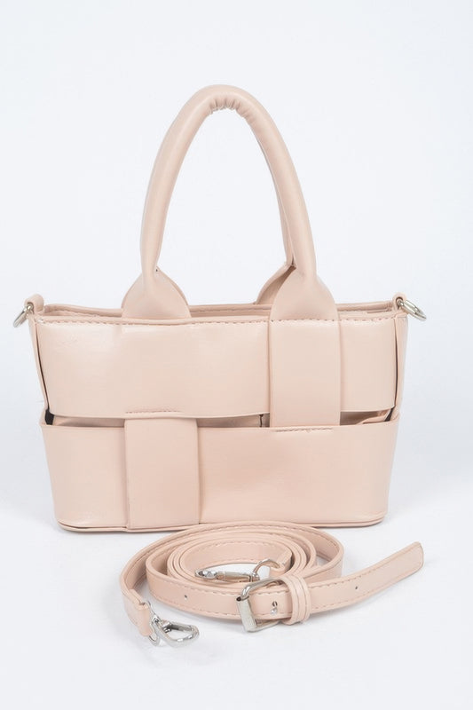 Faux Leather Braided Small Tote Bag - Tigbul's Variety Fashion Shop