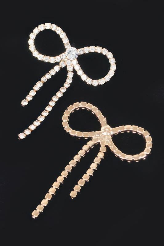 Rhinestone Ribbon Earring - Tigbul's Variety Fashion Shop