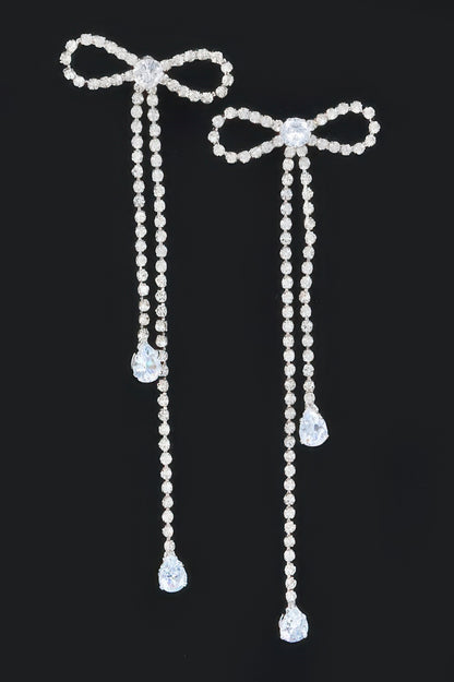 Rhinestone Ribbon Earring - Tigbul's Variety Fashion Shop