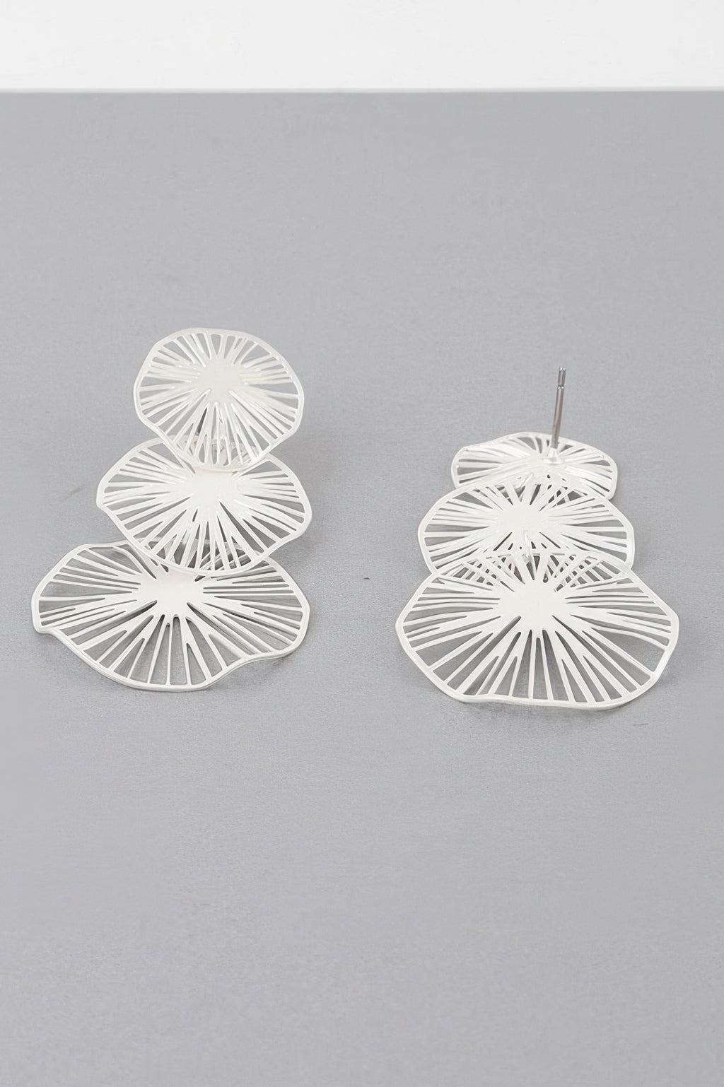 Triple Lemon Drop earrings with silver studs and three fan layers